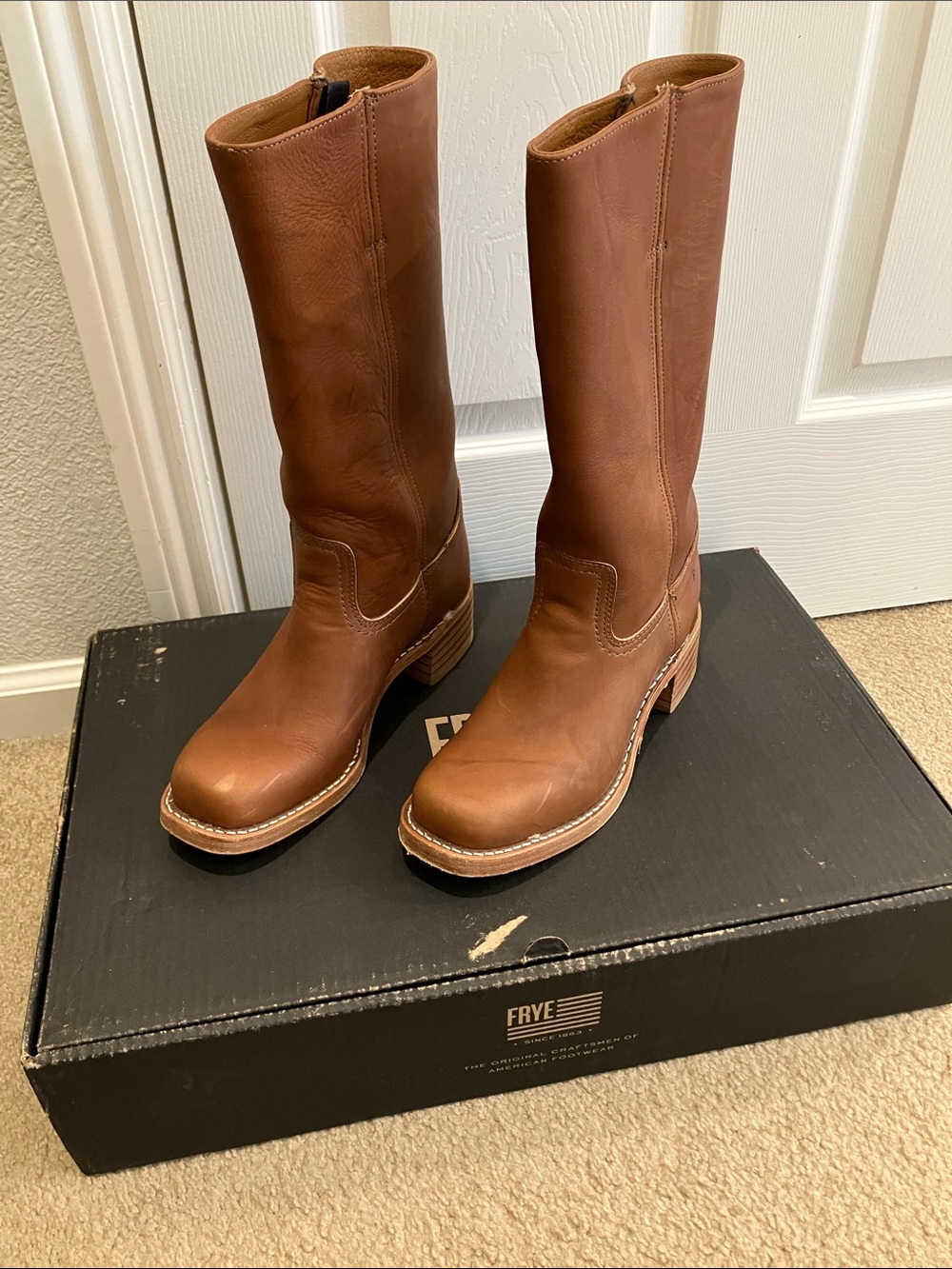 Frye Factory Seconds Campus 14L boots in Saddle